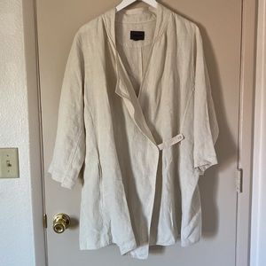 OSKA 100% Linen Tunic Wrap Blazer Shirt Jacket Lagenlook Pockets Coastal Quality